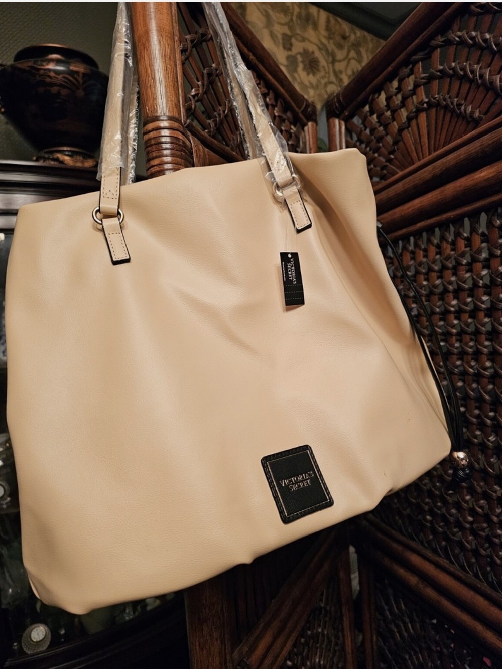 Victoria's Secret Beige Tote with Black Accents